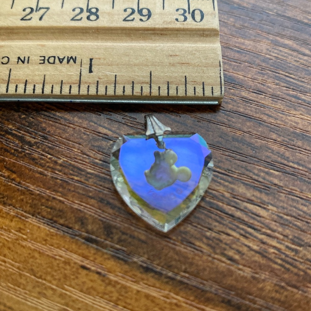 Disney Mickey Mouse clear acrylic heart pendant. No blue tone.
